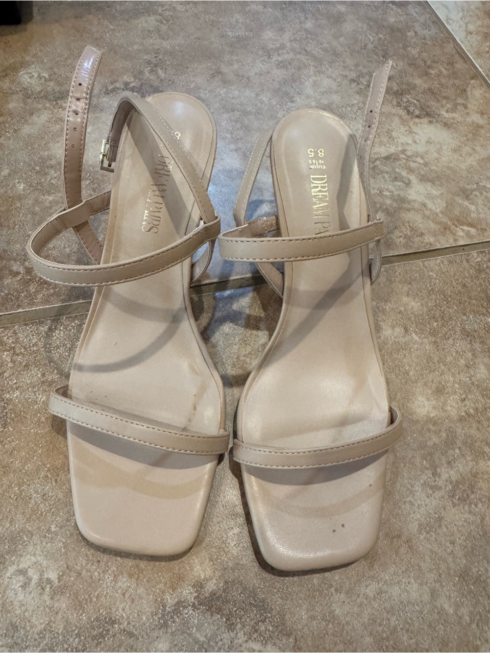 Brahmin Beige Strappy Slingback Heeled Sandals